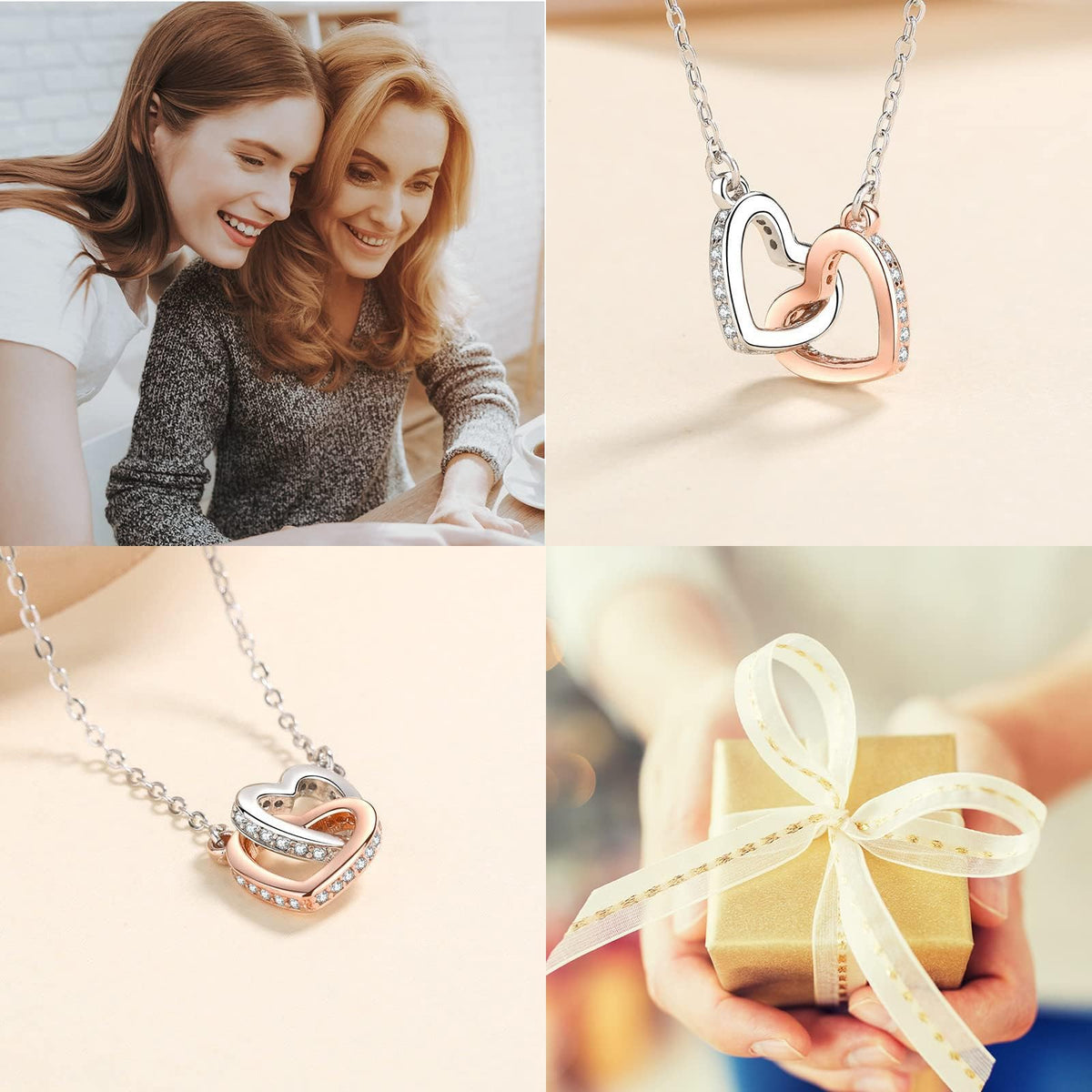 Alittlecare Granddaughter Necklace from Grandma, Interlocking Heart Pendant