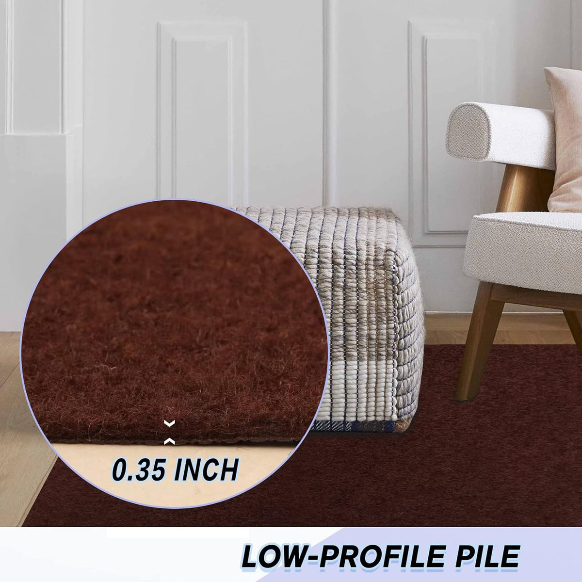 Custom Size Backed Non-Slip Area Rugs Runner, Easy Clean, Waterproof Runner Rugs for Hallway Entryway, Kitchen, Laundry, 3FT x 5FT, Brown