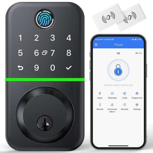 Smart Door Lock Deadbolt with Keypad: Keyless Entry Door Lock - Fingerprint Lock for Front Door - Electronic Lock with Bluetooth and APP Control