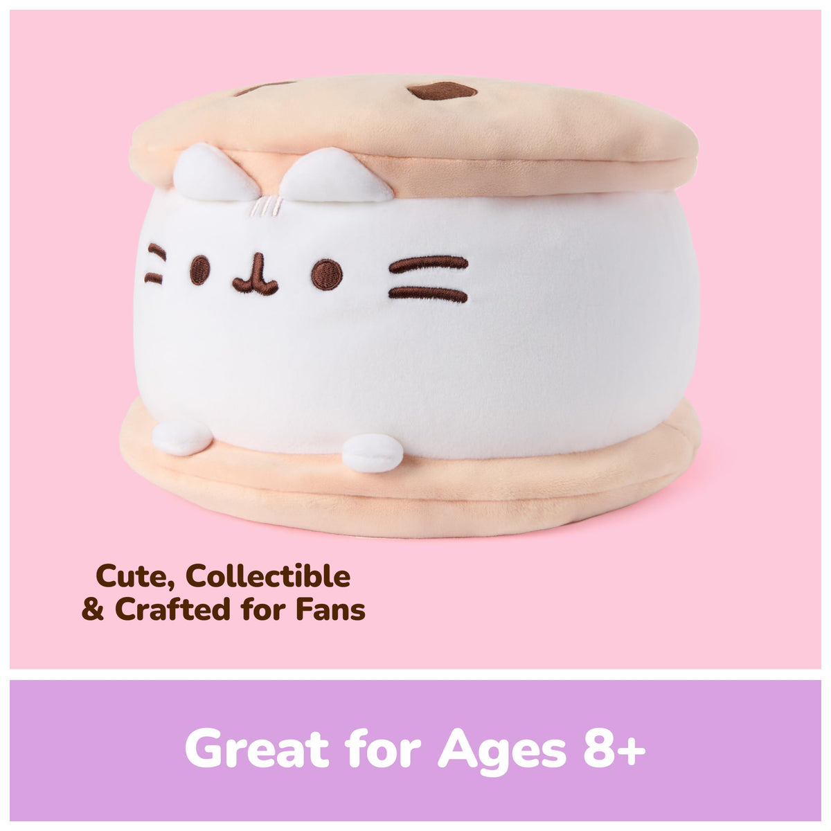 GUND Pusheen Cookie Ice Cream Sandwich Squisheen 11" Squishy Plush; Ages 8+