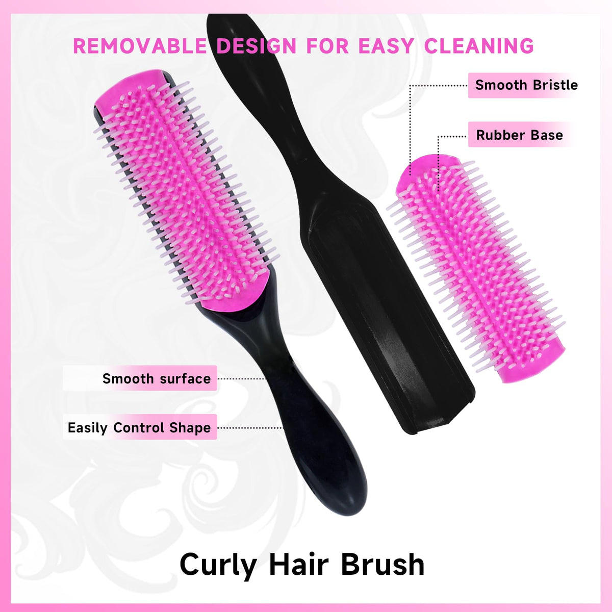 11-Piece Hair Brush Set with Detangling Brush and Hair Spray Bottle, Pink