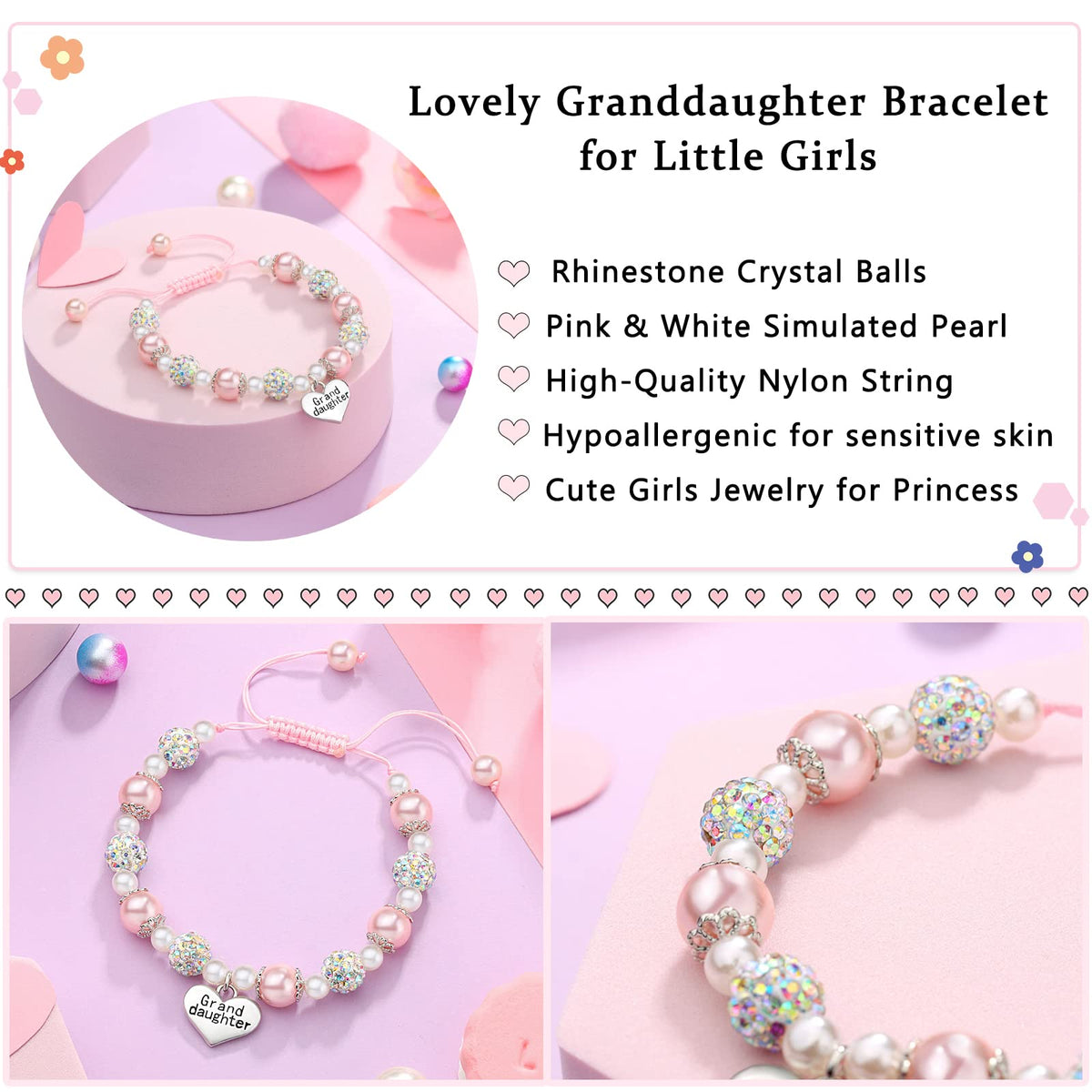 UNGENT THEM Kids Jewelry Girls Charm Bracelets 8 12 10 Granddaughter Gifts