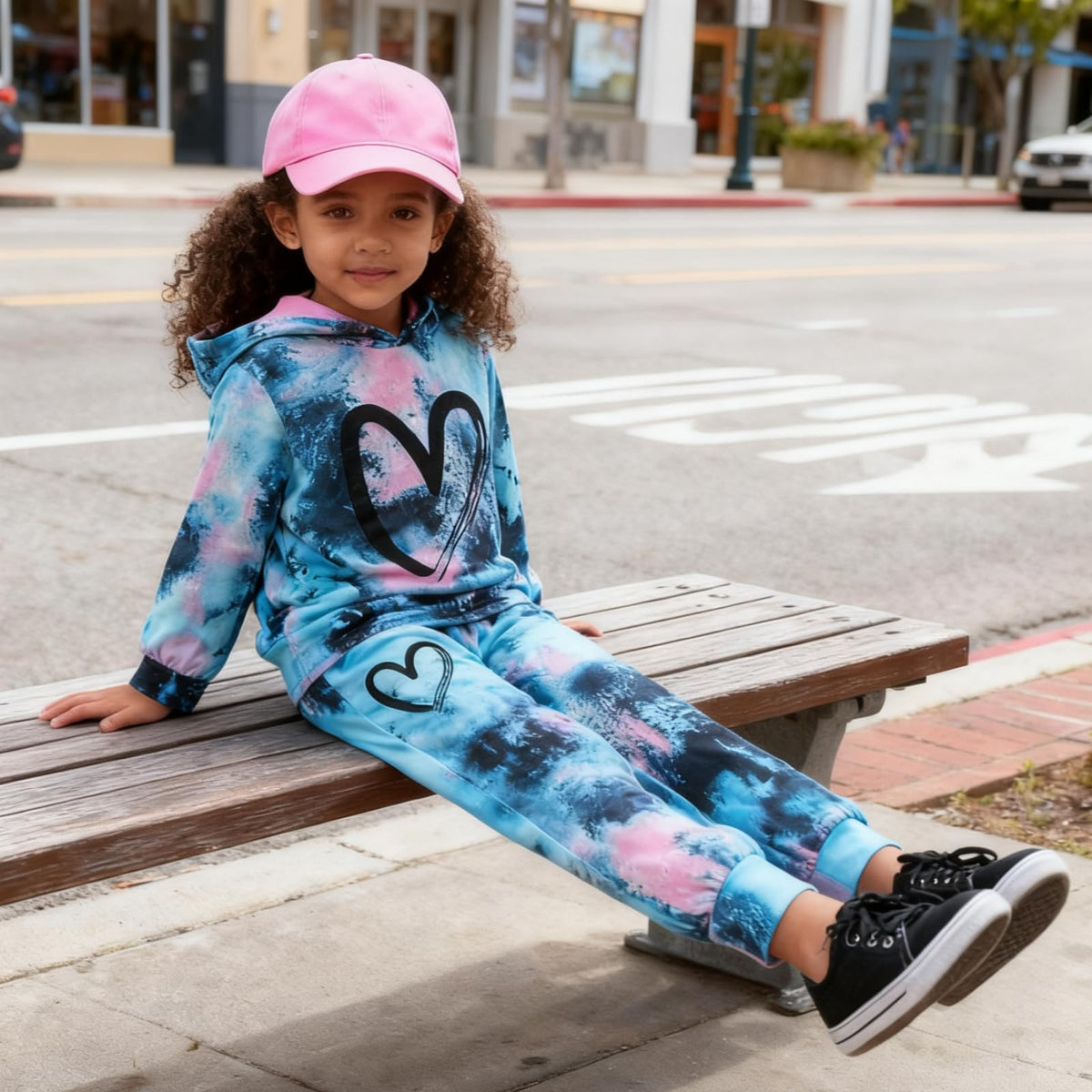 GOLLUNER Girls Tie-Dye Hoodie Set