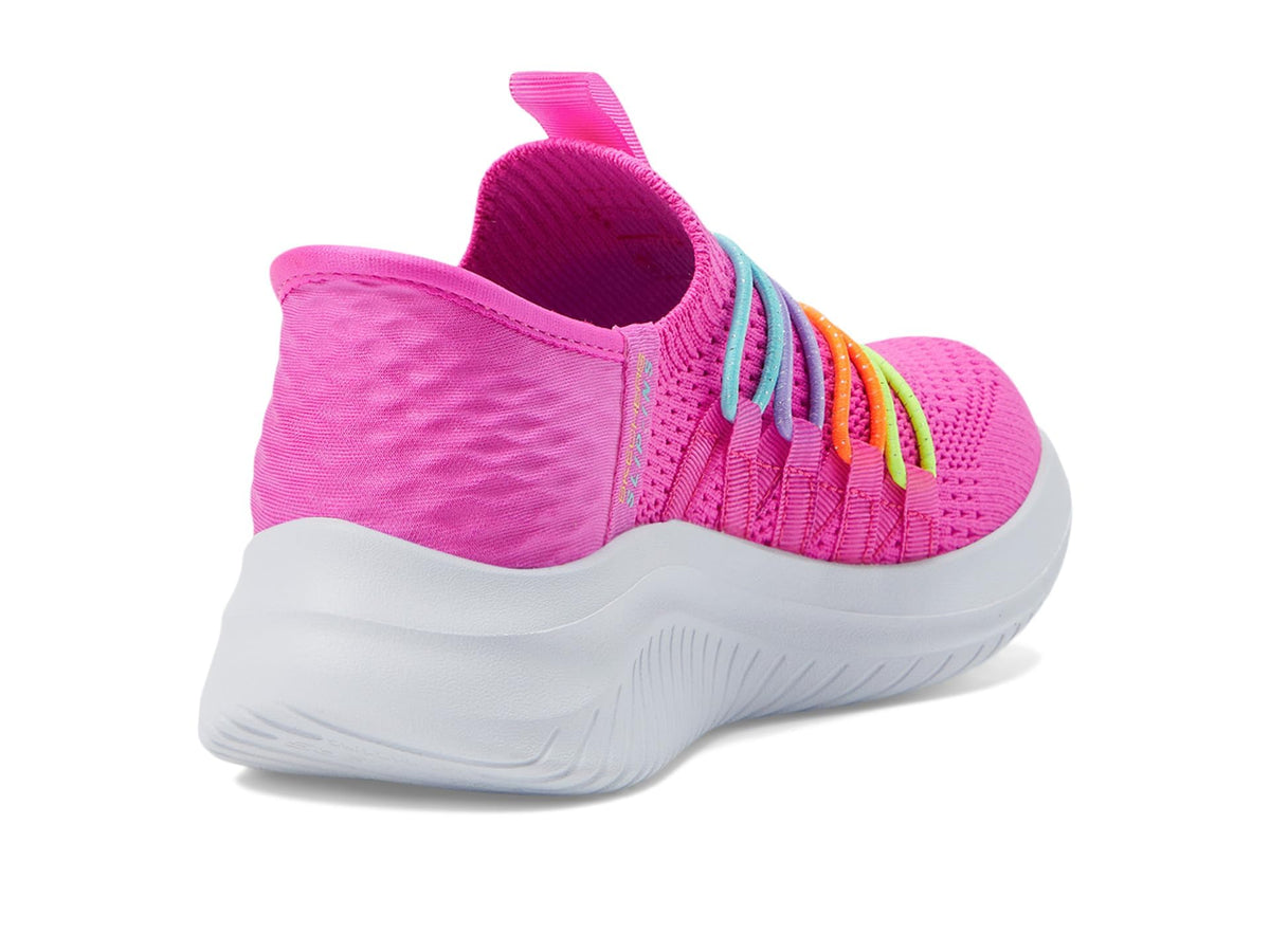 Skechers Kids Girls Ultra Flex 3.0-Bungee Fun Sneaker, Hot Pink/Multi, 12, Little Kid