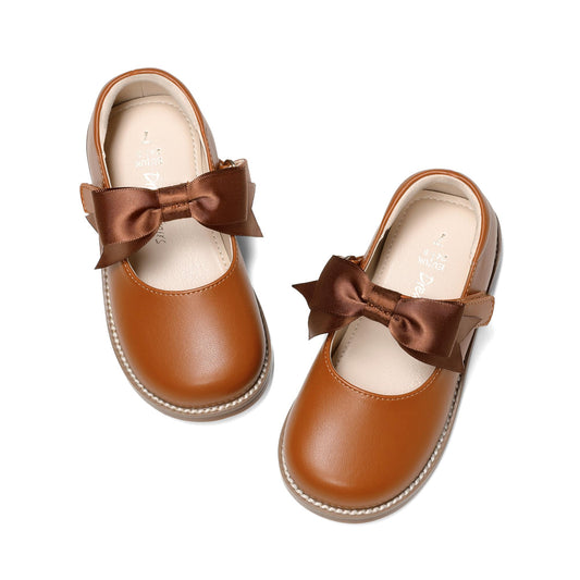 DREAM PAIRS Girls Mary Jane School Flats Dress Shoes,Brown,13 Little Kid
