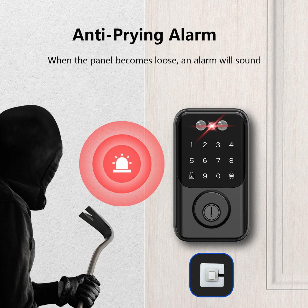 Jacchozhi 3D Face Recognition Door Lock,Keyless Entry Smart Deadbolt Lock for Front Door, Electronic Digital Keypad, Tuya App Control,One-Time Code,Auto-Lock,IP54 Waterproof
