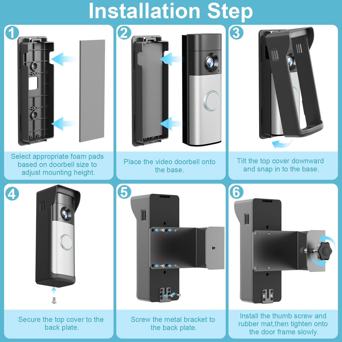 2026 Upgrade Anti-Theft Video Doorbell Mount for Ring/Other Battery Doorbell/Plus/Pro(2nd Gen), Adjustable No-Drill Mounting Video Camera Doorbell Cover Holder for Rentals, Not for Security Door