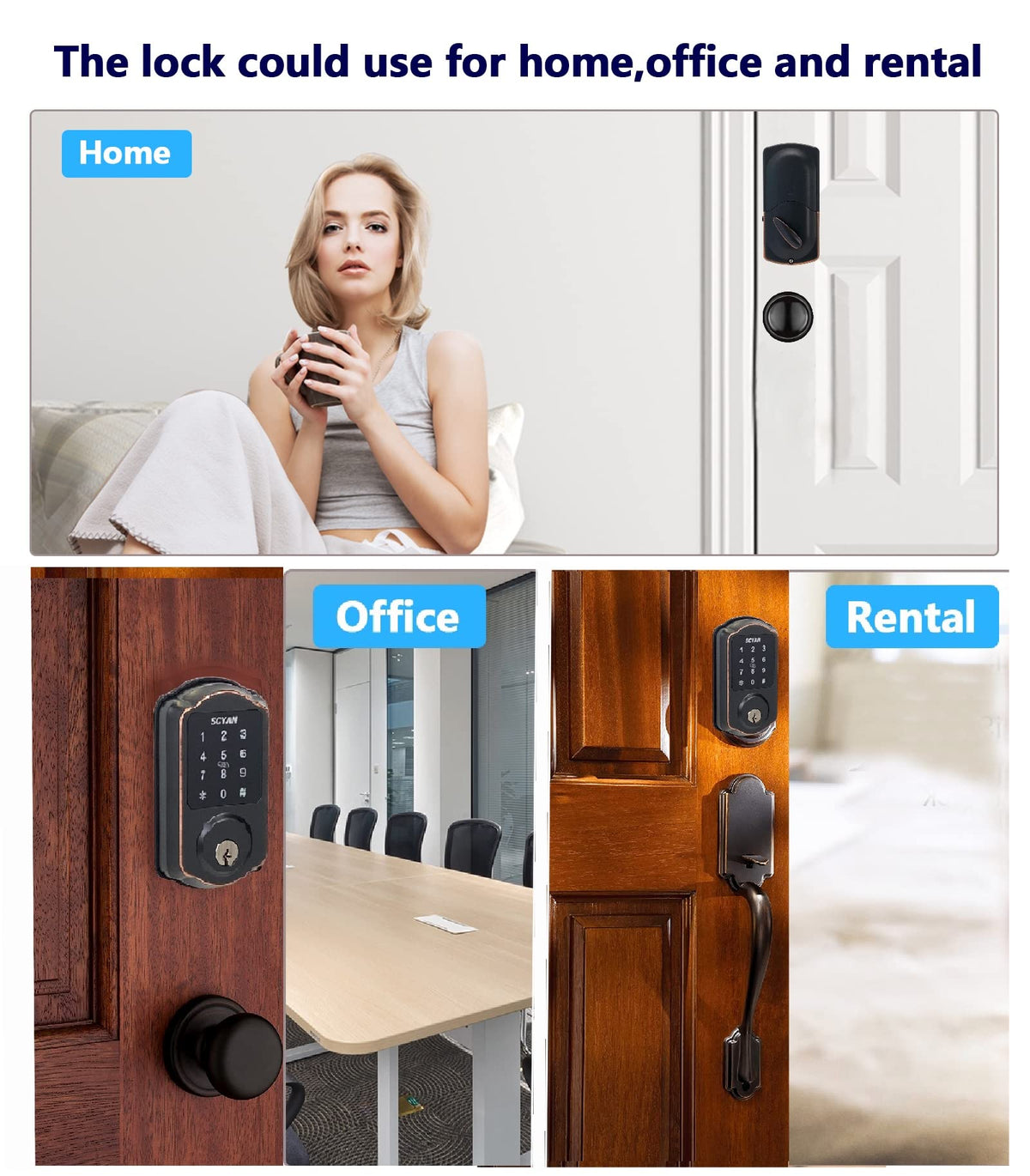 Smart Deadbolt Lock, SCYAN D1 Deadbolt with Touchscreen Keypad, Keyless Entry Door Lock, Auto Locking, for Home, Airbnb, Rental House (Aged Bronze)