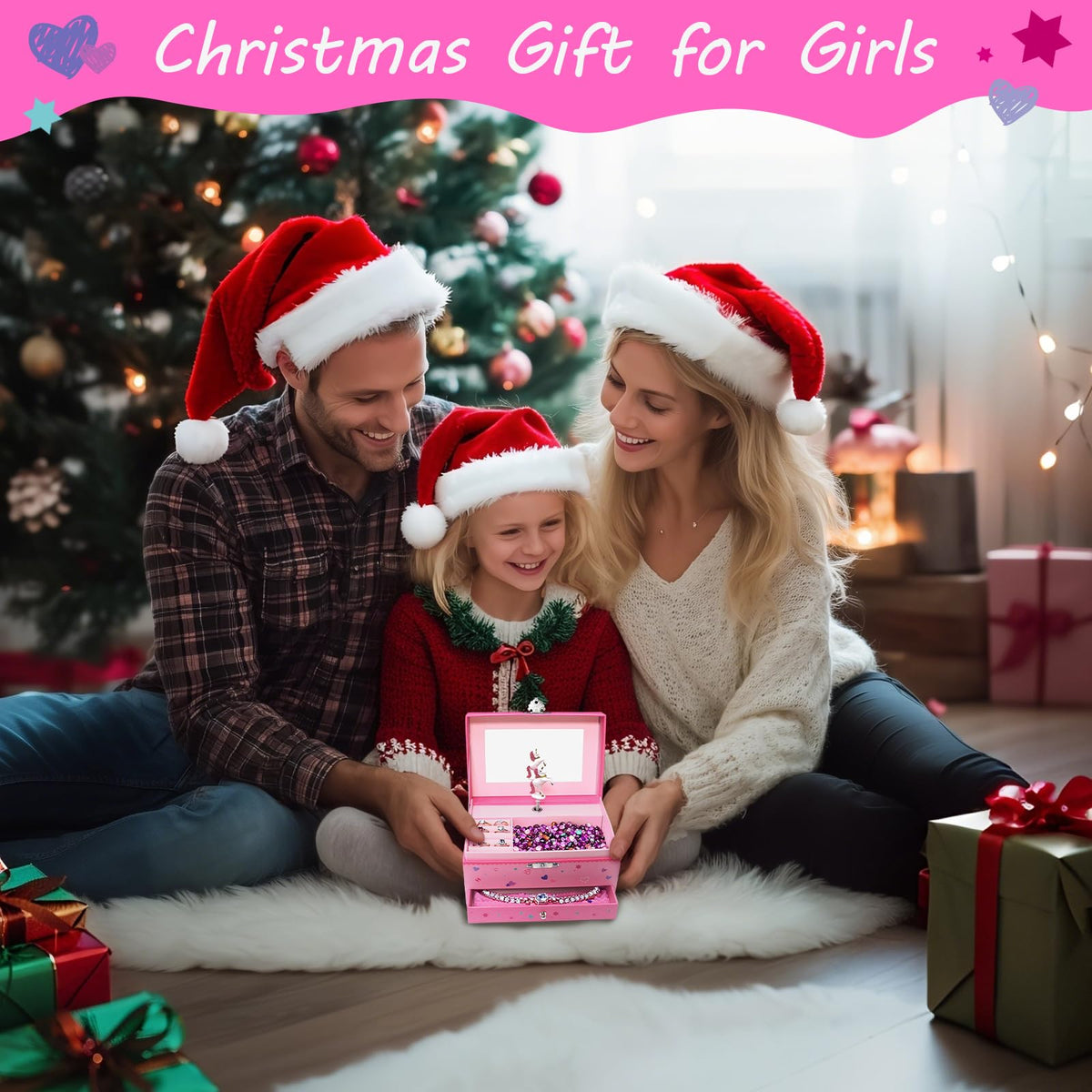 Jewelry Box for Girls with Drawer, Musical Kids Jewelry Box for Girls Gifts