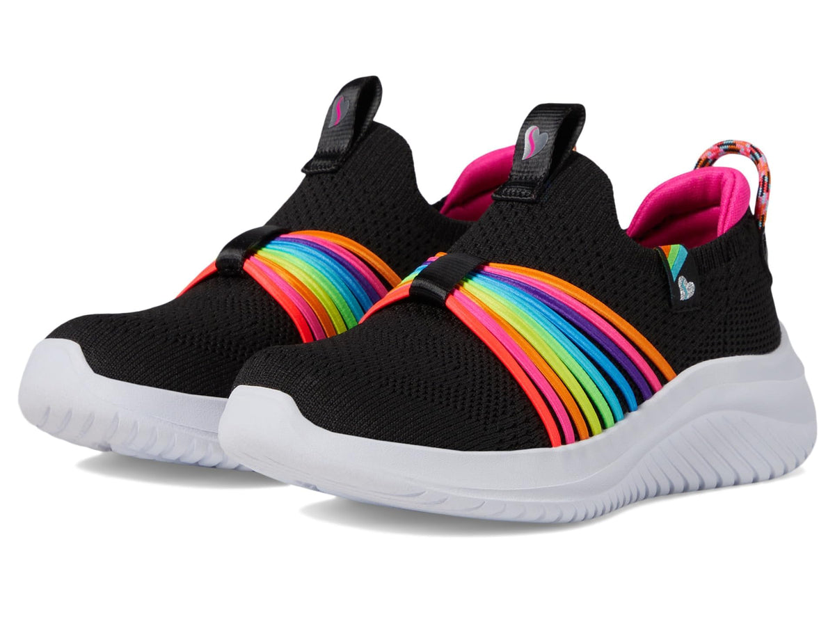 Skechers Kids Girls Ultra Flex 3.0 Sneaker, Black/Multi, 13.5 Little Kid