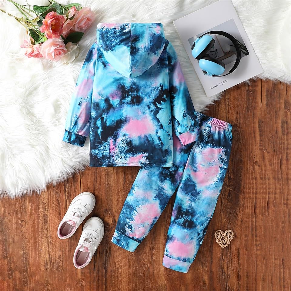 GOLLUNER Girls Tie-Dye Hoodie Set