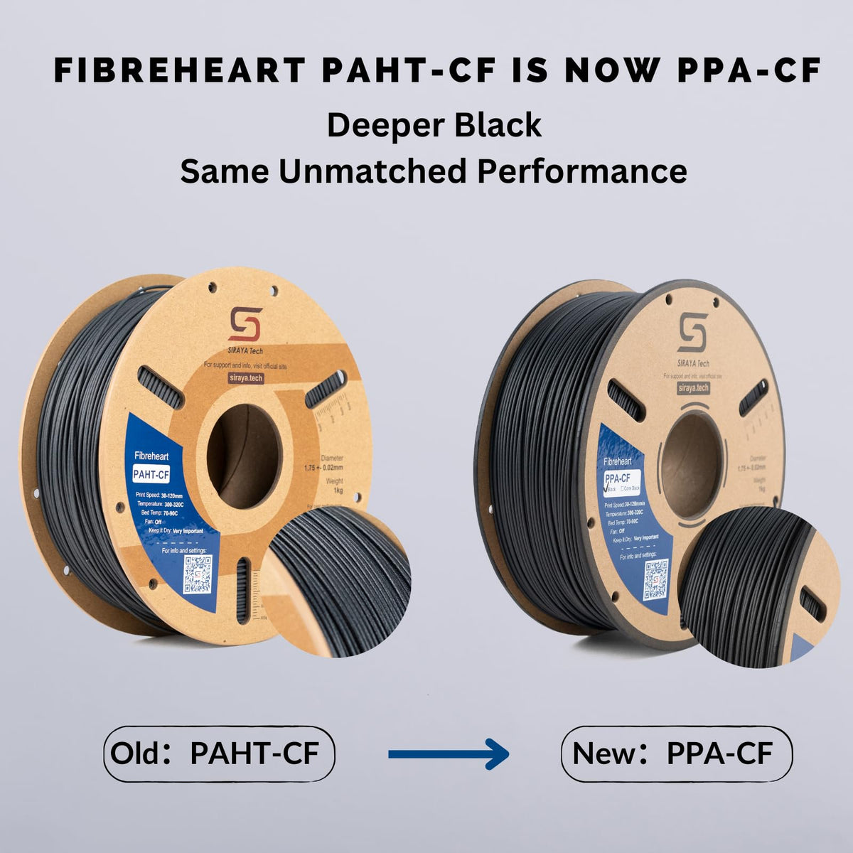 Siraya Tech Fibreheart PPA-CF 3D Printer Filament, High-Strength, Black 1kg