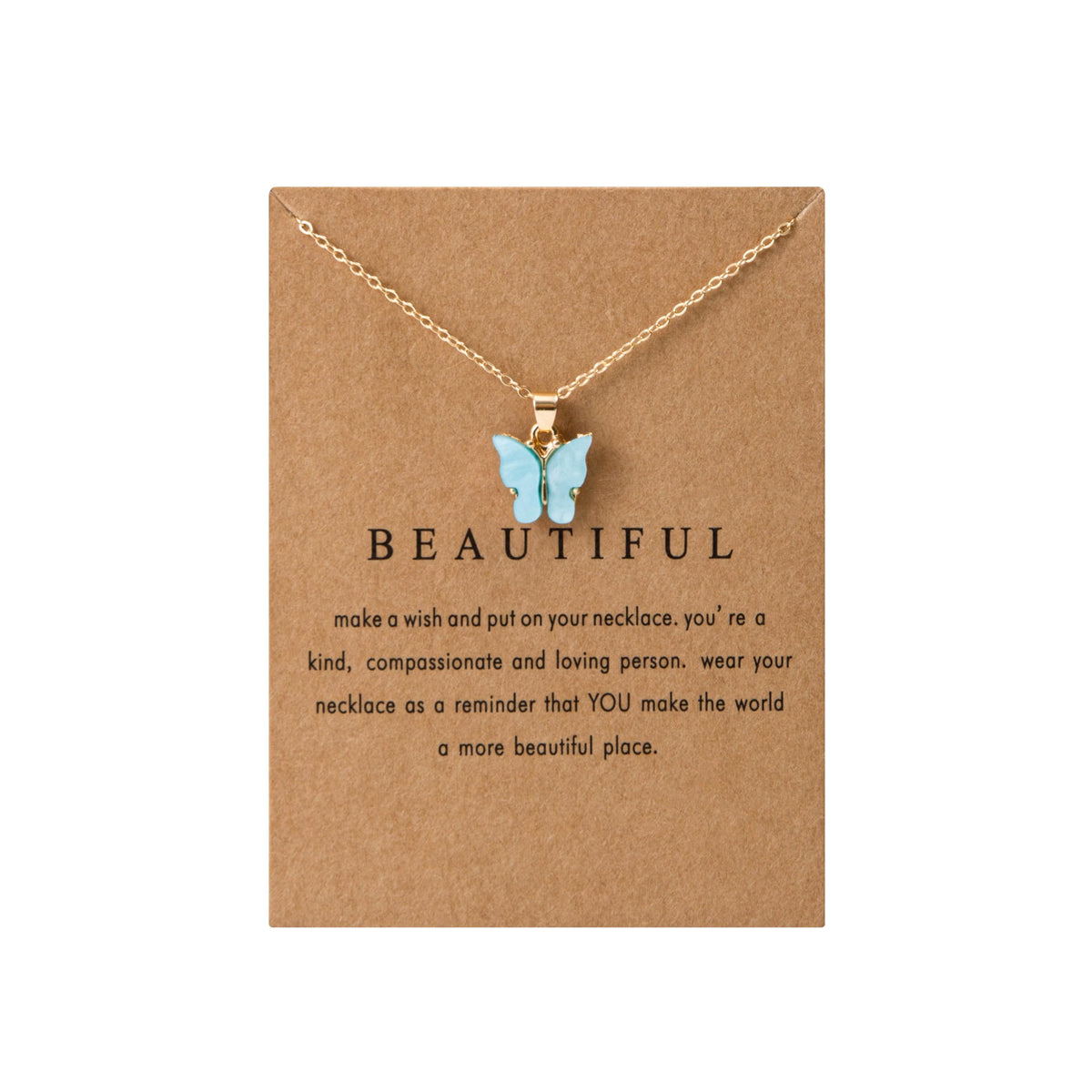 LOTSOF 18 Piece Butterfly Pendant Necklace Set, Colorful Acrylic Chain Necklaces for Women, Bohemian Jewelry Gift (18 PCS)