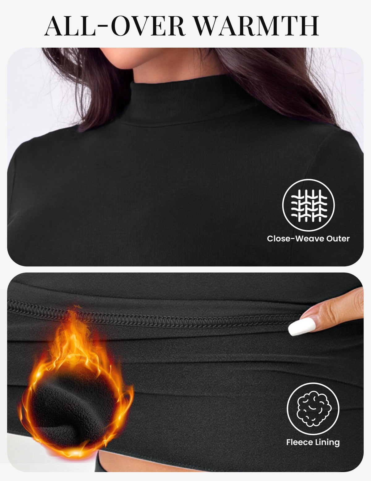 Ekouaer Women Mock Turtleneck Tops Long Sleeve Shirts Thermal Base Layer