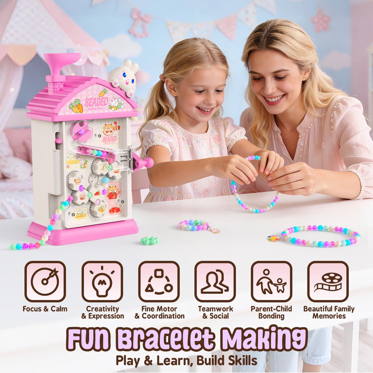 Bracelet Making Kit- Auto Beaded Jewelry Maker Toy Gift for Girls 6-12