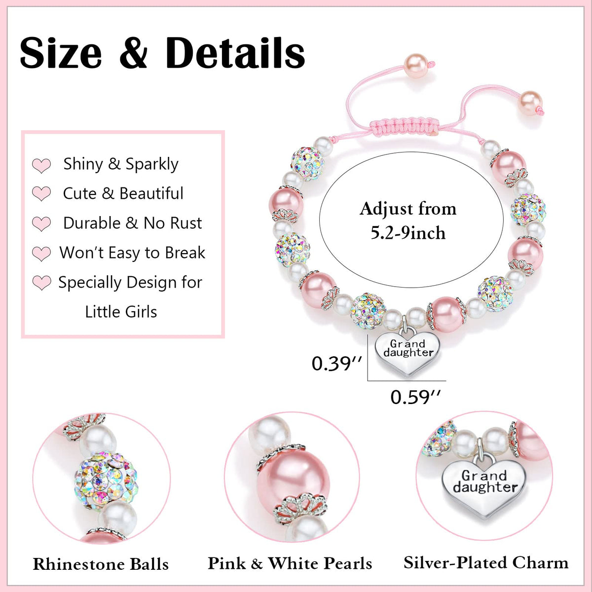 UNGENT THEM Kids Jewelry Girls Charm Bracelets 8 12 10 Granddaughter Gifts
