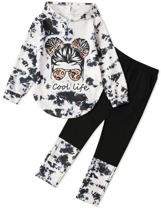 Woleroyir Girls 2 Pcs Fall Winter Tie Dye & Leggings Outfits For Teens 5-14