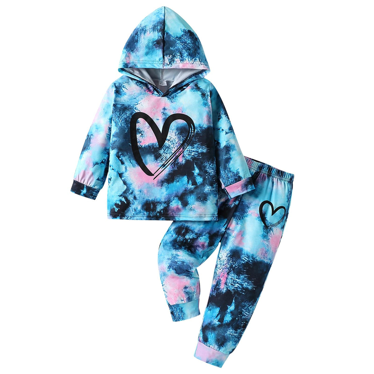 GOLLUNER Girls Tie-Dye Hoodie Set
