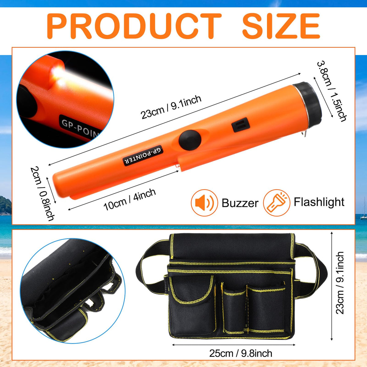 Metal Detector Accessories Kit Semi Waterproof Pinpointer with Shovel Scoop