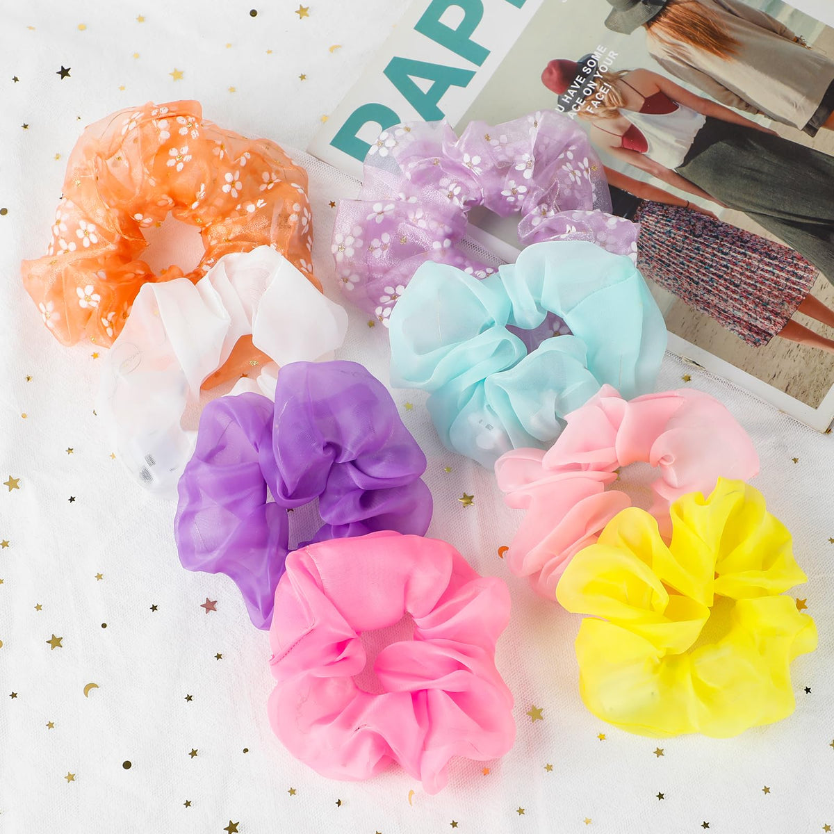 Light Up Scrunchies for Girls, 8 Pcs LED Scrunchies for Women