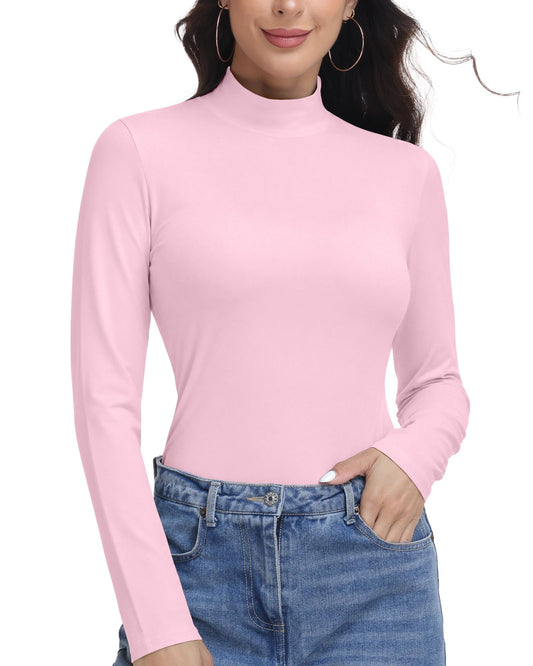 Runhit Women's Thermal Shirt Mock Turtleneck Double-Brushed Long Sleeve Top