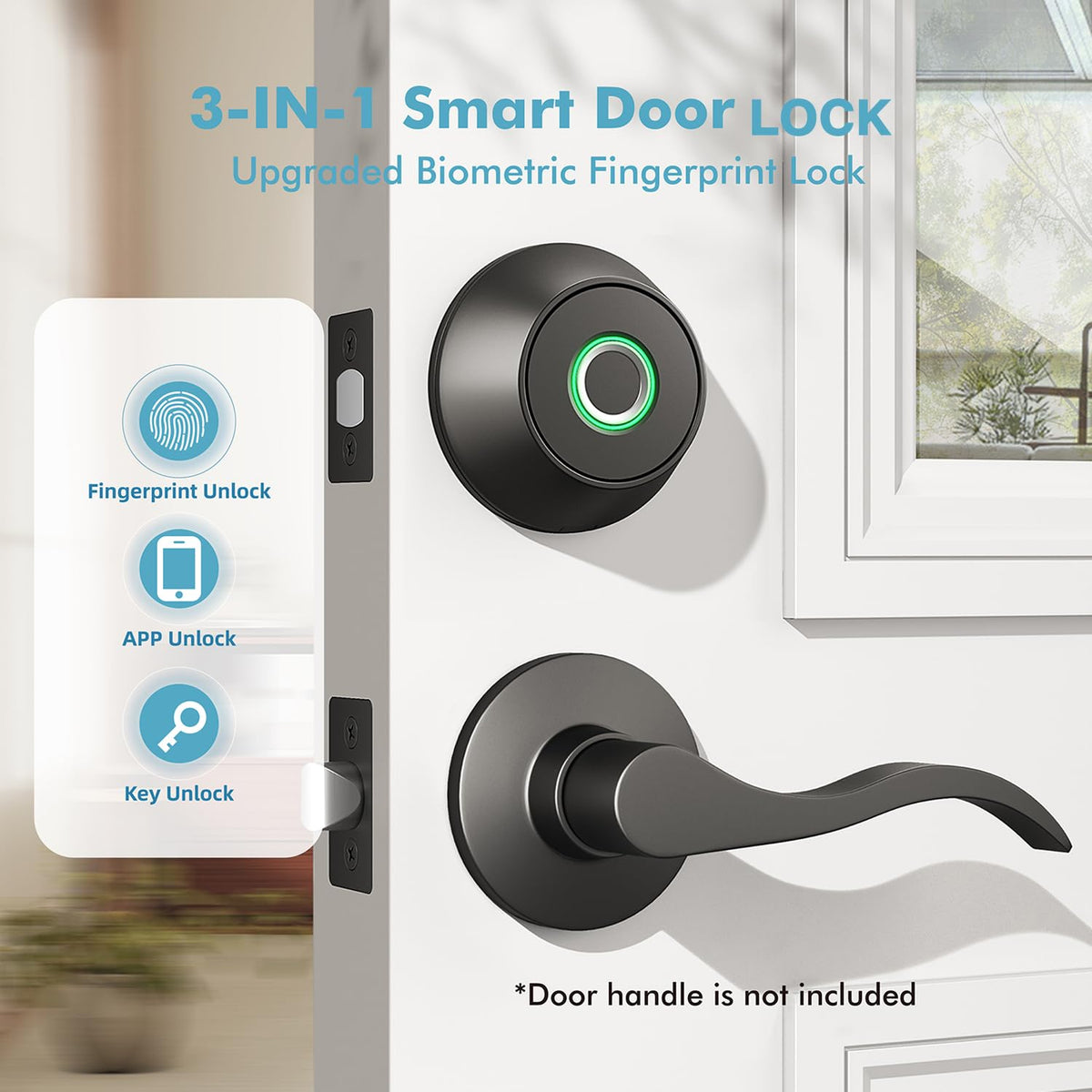 Fingerprint Keyless Entry Door Lock,Smart Deadbolt Locks with App Countrol,Biometric Door Lock with 2 Keys,10 Months Battery,Auto-Lock,One-Touch Lock,Easy Install,Deadbolt Alternative,IP66 Waterproof