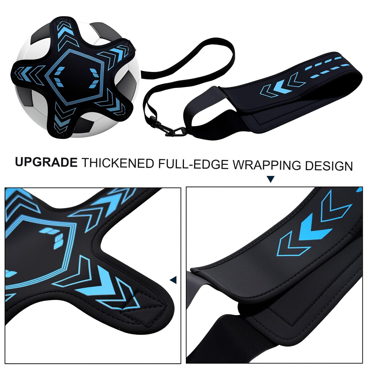 PESAKE Soccer Training Equipment Football Kick Solo Trainer Adjustable Waist Belt Elastic Rope, Aids Hands Free Throw Sole Practice Fits Ball 3, 4, 5 and Volleyball Rugby (Blue)