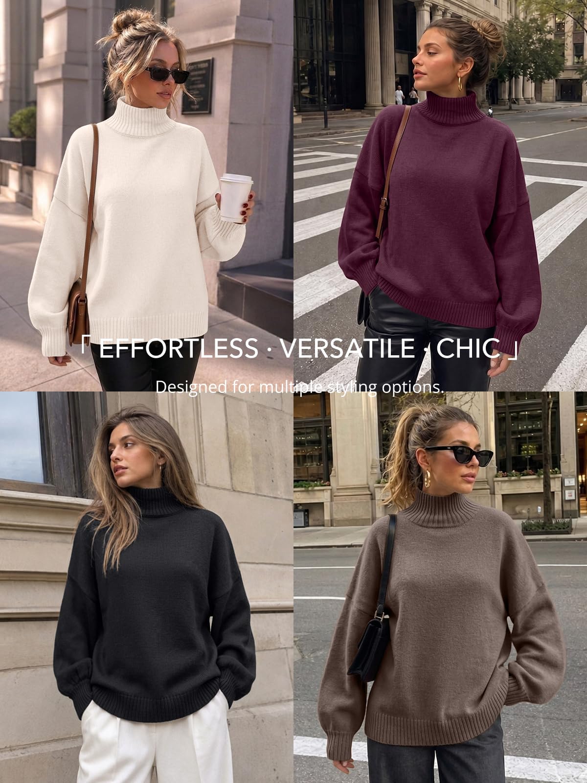 LILLUSORY Women's Turtleneck Oversized Sweater Fall Outfits Clothes 2026