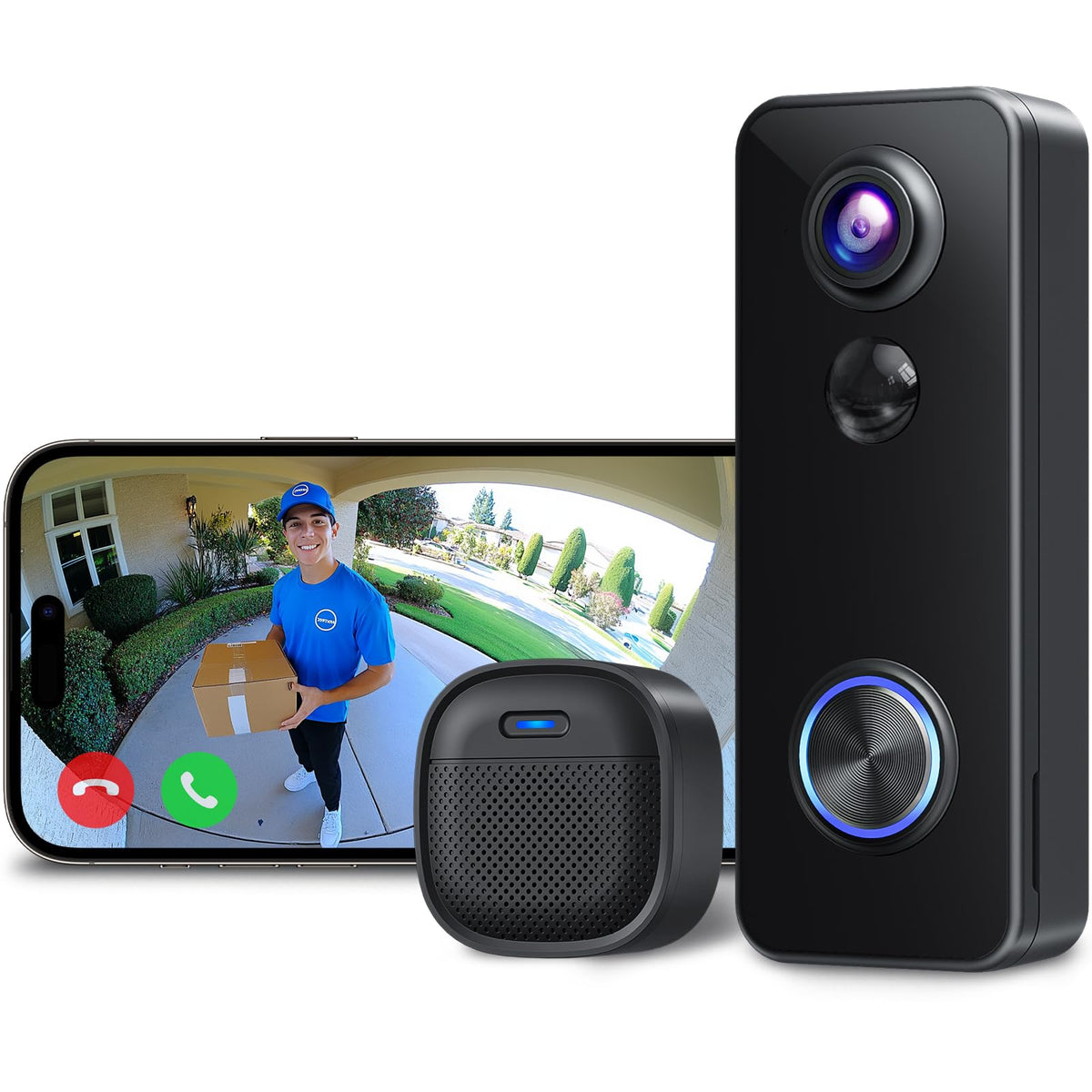 XTU 2K Video Doorbell Camera Wireless with Chime, No Monthly Fee