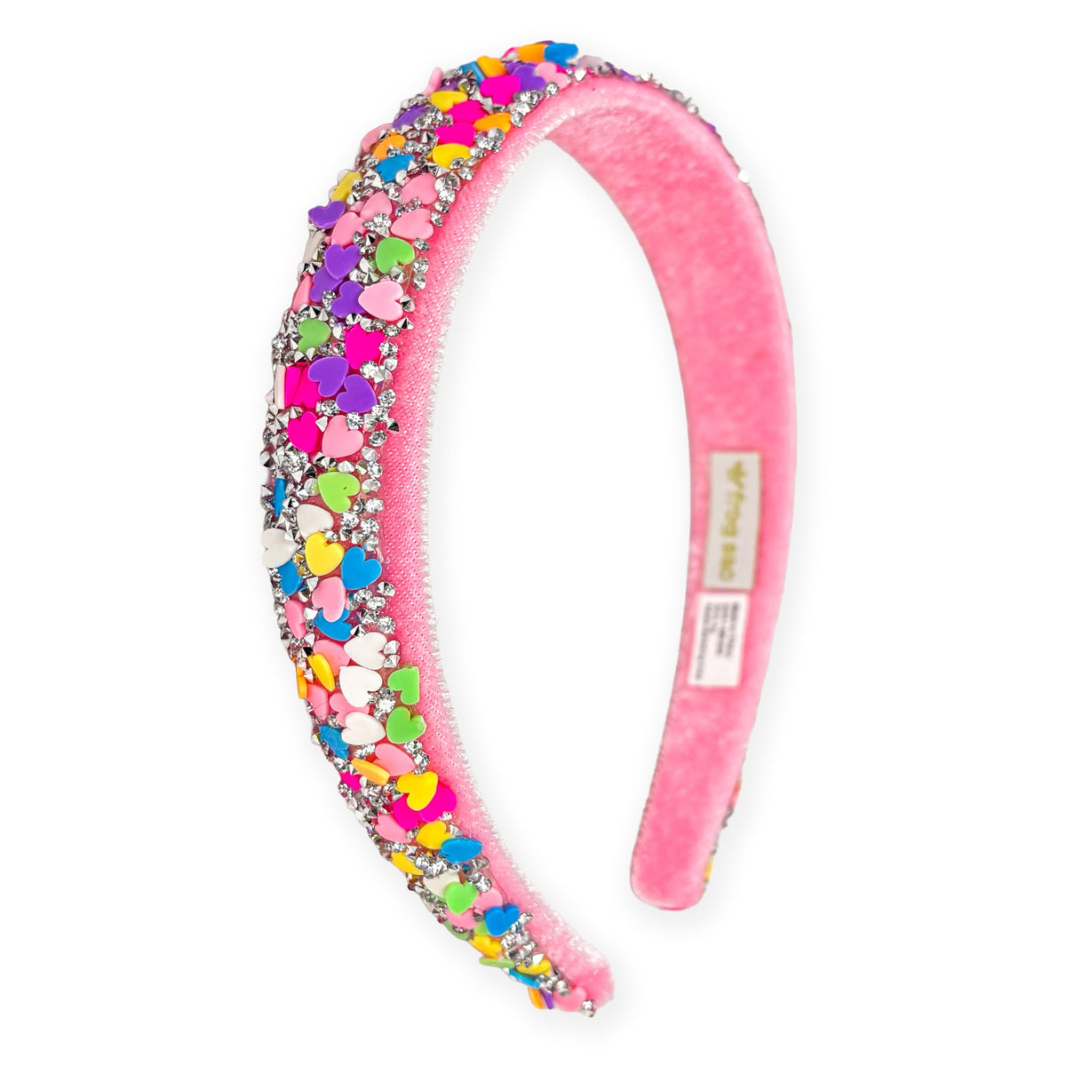 FROG SAC Headbands for Girls - Heart Head Bands for Kids, Wide Rainbow Hair Band for Little Girl, Sparkly Hair Accessories for Toddler Children, Easter Basket Stocking Stuffers (Rainbow Hearts)