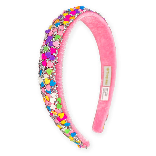 FROG SAC Headbands for Girls - Heart Head Bands for Kids, Wide Rainbow Hair Band for Little Girl, Sparkly Hair Accessories for Toddler Children, Easter Basket Stocking Stuffers (Rainbow Hearts)