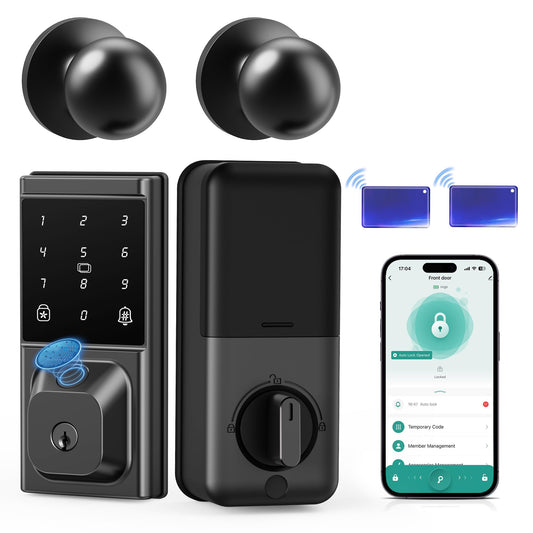 IBLOG Keyless Entry Door Lock with Knob Handle, Fingerprint Smart Lock