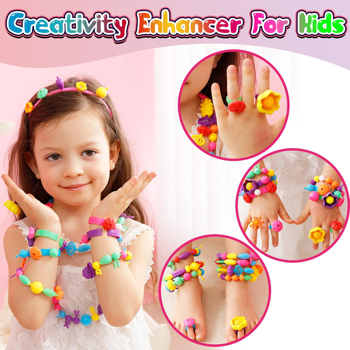 520+ Pop Beads, Jewelry Making Kit for Girls, 3 4 5 Years Old Birthday Gift