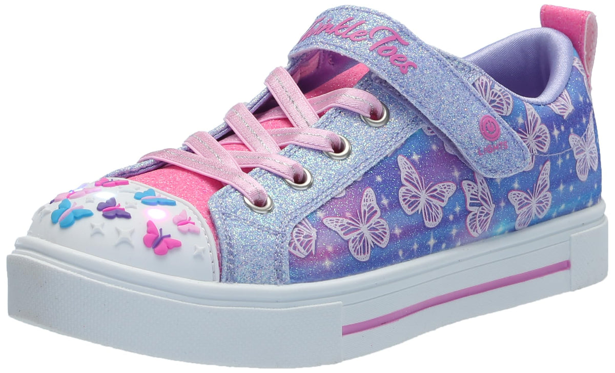 Skechers Kids Twinkle Sparks Sneaker, Lavender/Multi, 1 Little Kid