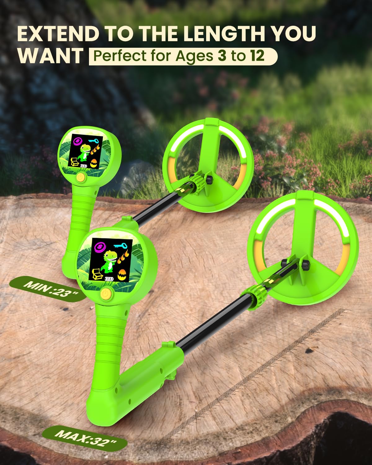 Metal Detector for Kids, Intuitive Color LCD Display, 6.7��� Glowing LED Coil, Kid-Safe Lightweight with Adjustable Handle & 4��� Precision Deepth, Perfect Educational Gift for Ki