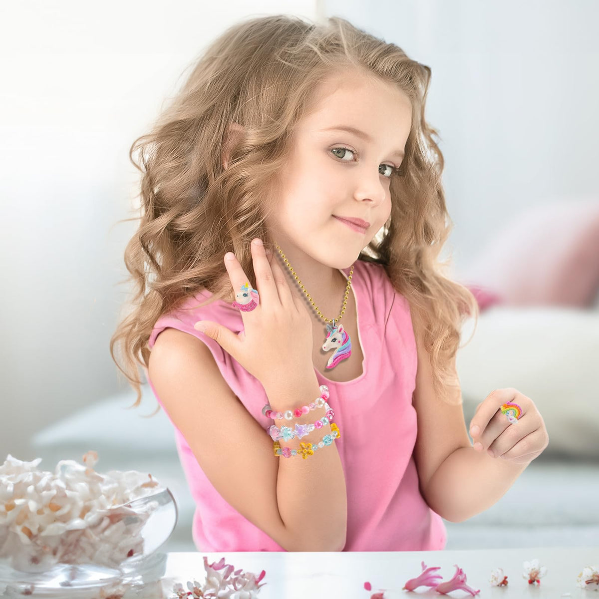 Kids Jewelry for Girls 4-6, Toddler Little Girls Play Jewelry Set 3-5 6-8