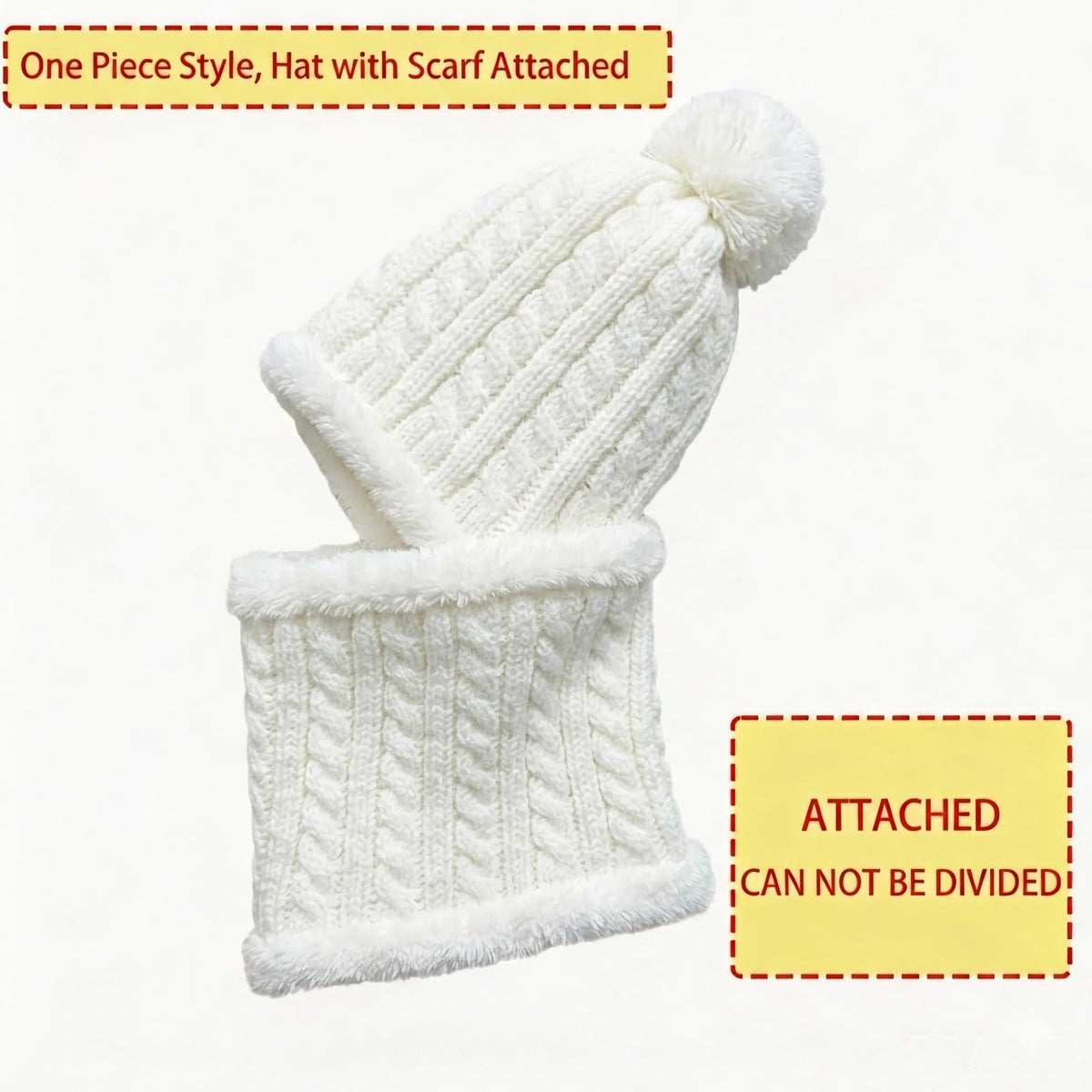 KAICAILA Women Winter One Piece Hooded Balaclava Knit Beanie Hats Pom Pom