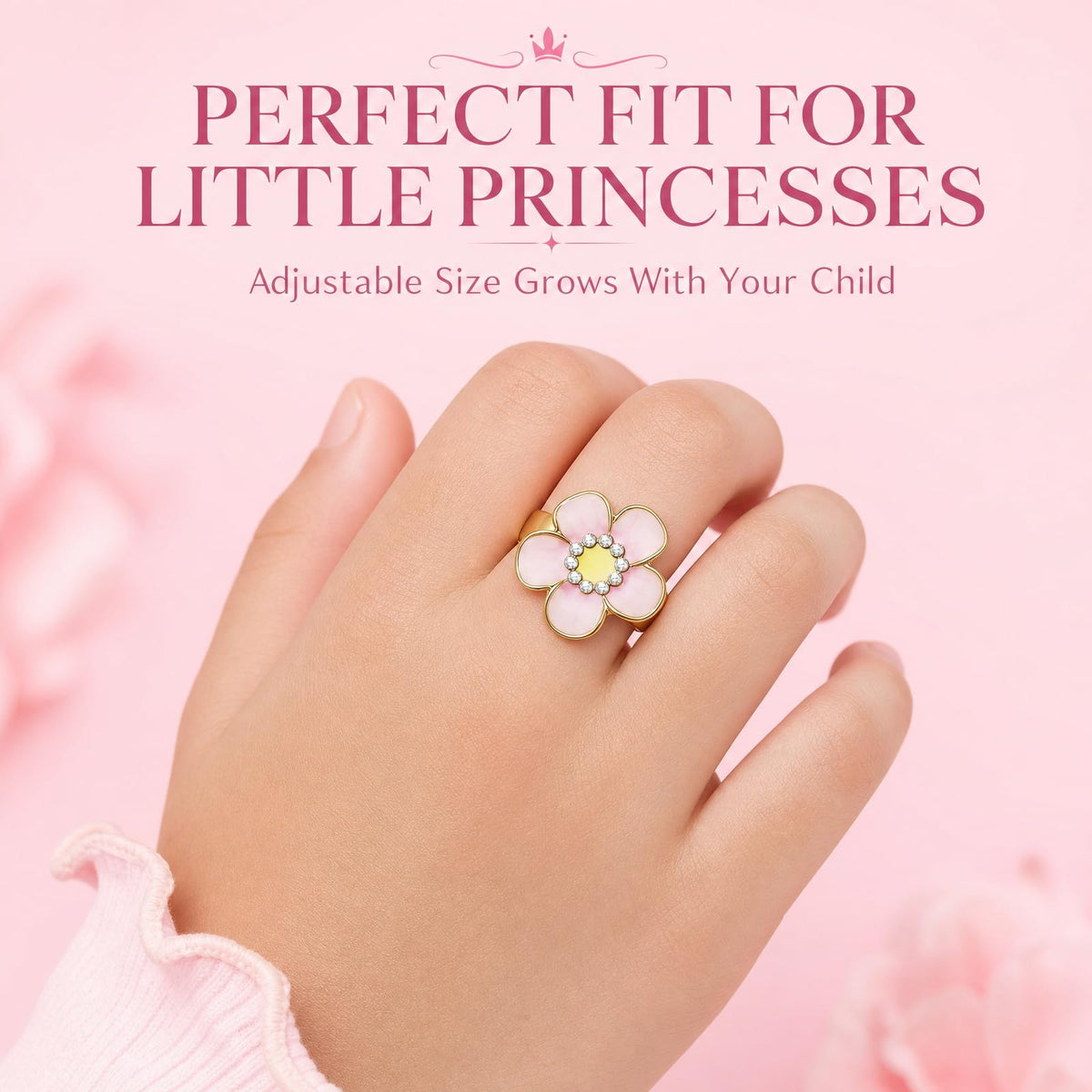 Sunflower Fidget Ring for Kids 18K Gold Plated Gifts Anxiety Adjustable