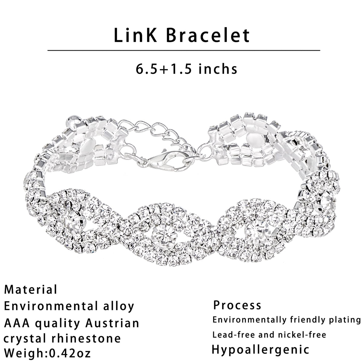 Miraculous Garden 3 Pack Bridal Rhinestone Crystal Statement Choker Necklace Link Bracelet and Teardrop Dangle Earrings Jewelry Set