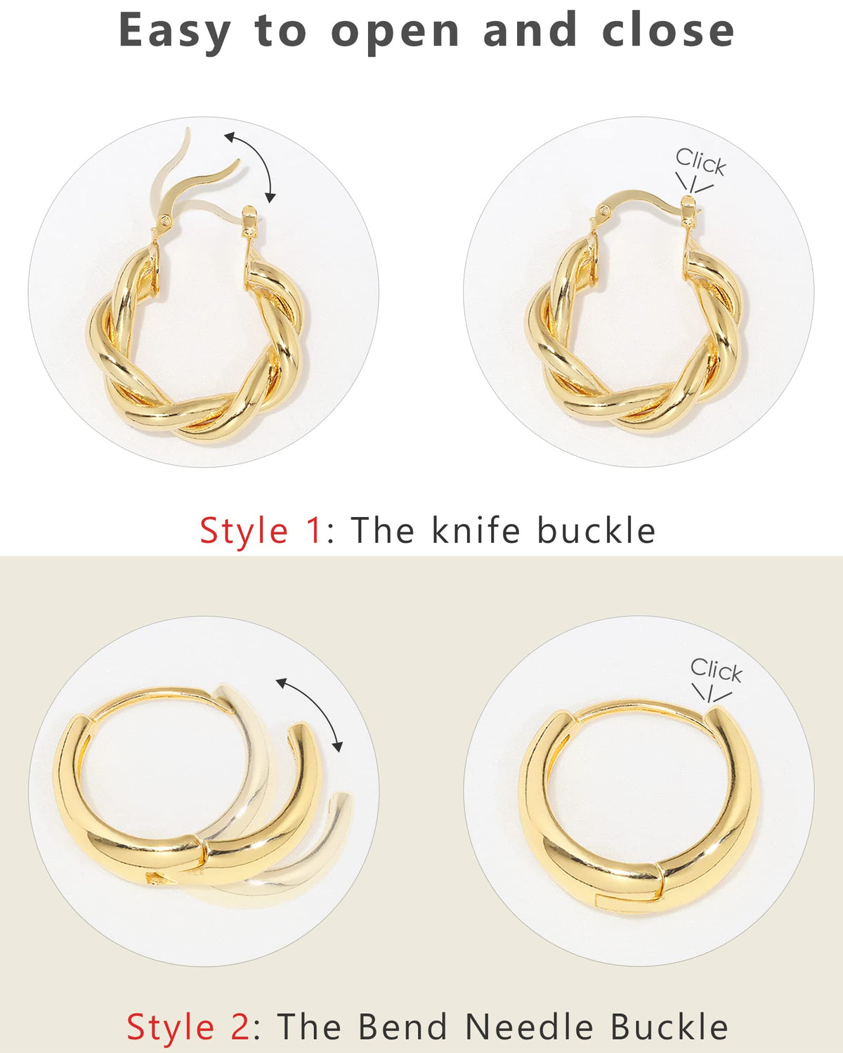 Adoyi Gold Hoop Earrings Set for Women Girl Trendy 14K Plated Gold Hoops Small Chunky Earrings Twisted Huggie Ear ring Pack Lightweight 9 Pairs Jewelry Set for Valentines Mother's Day Birthday Gifts