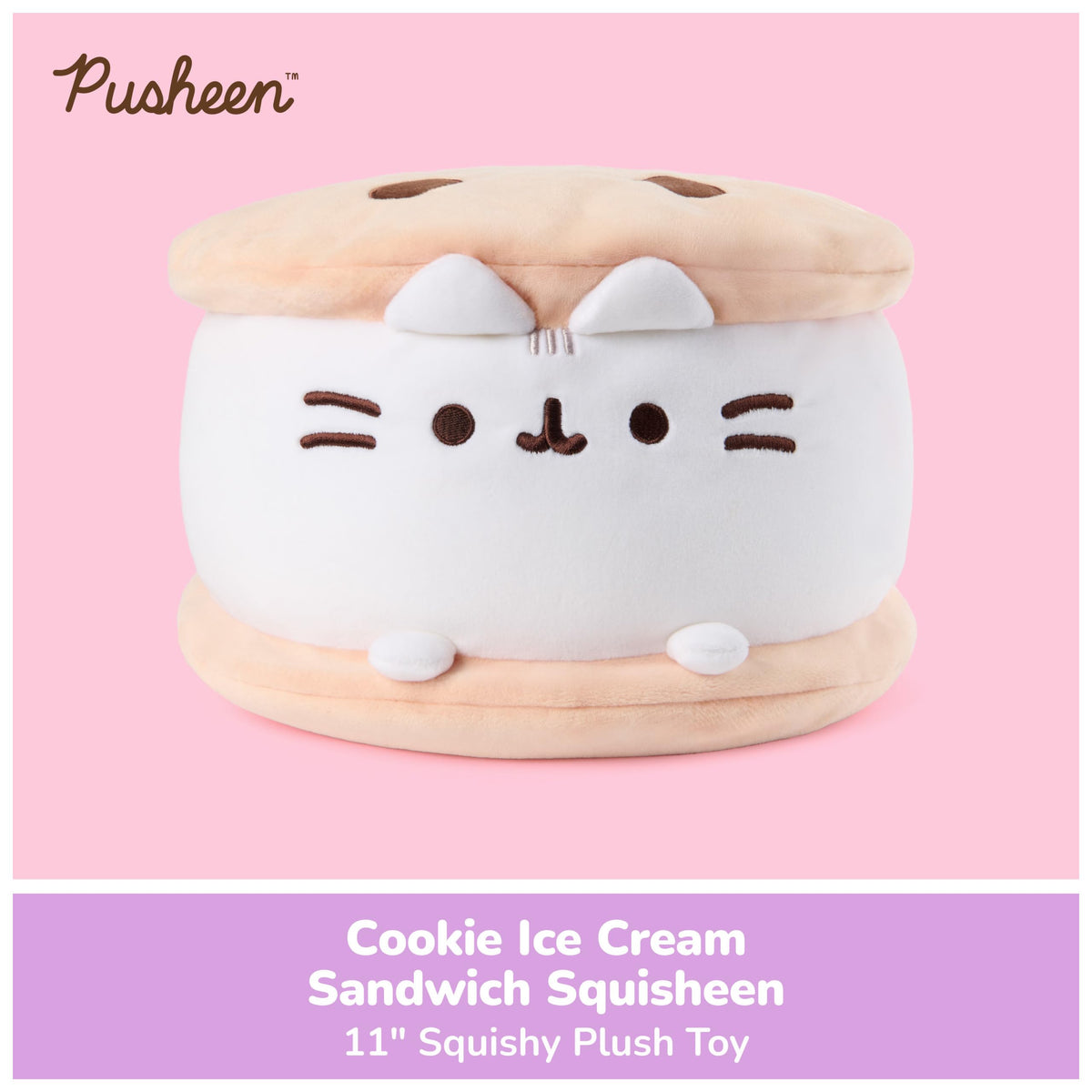 GUND Pusheen Cookie Ice Cream Sandwich Squisheen 11" Squishy Plush; Ages 8+