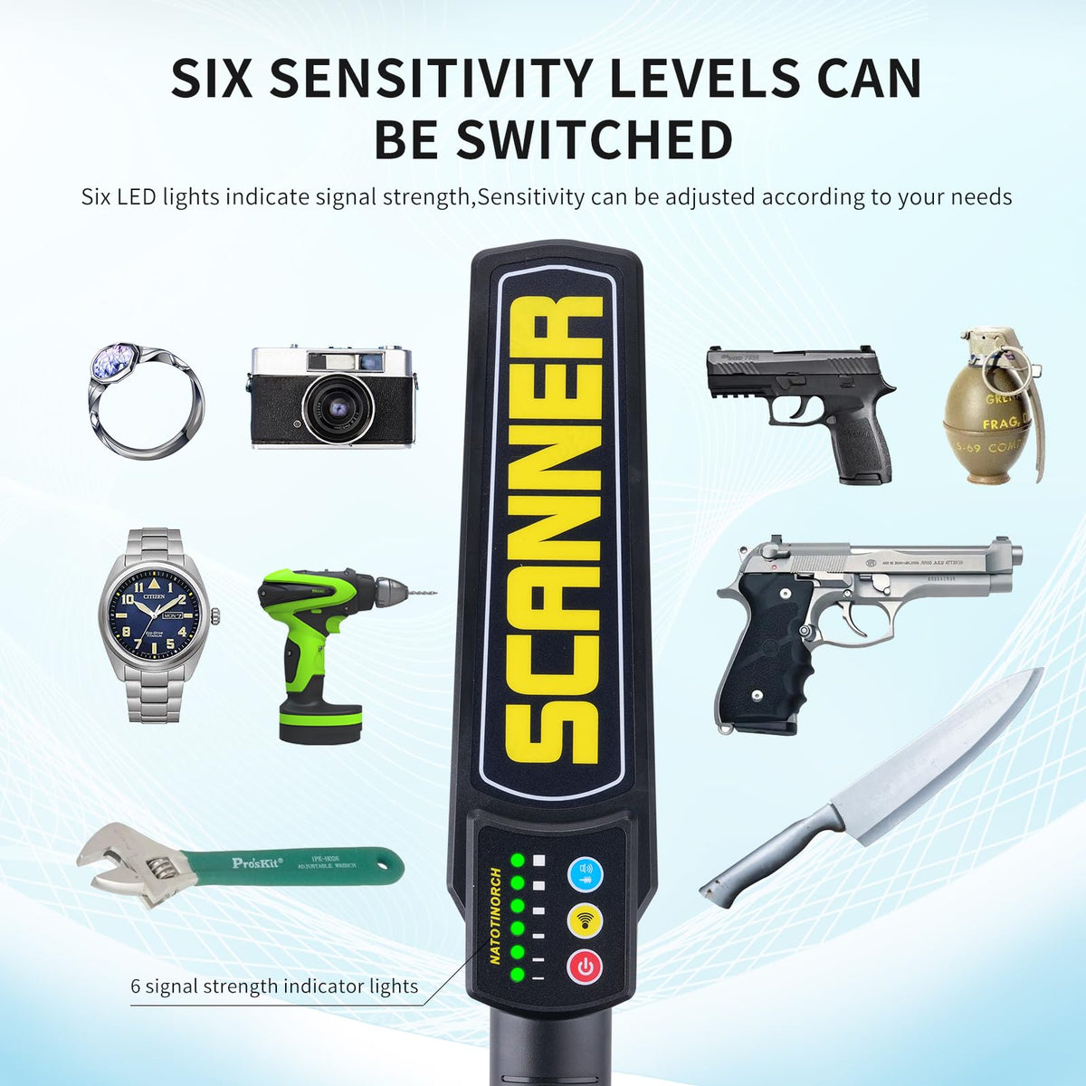 Metal Detector Wand Rechargeable,Detects All Metals for Security Inspection