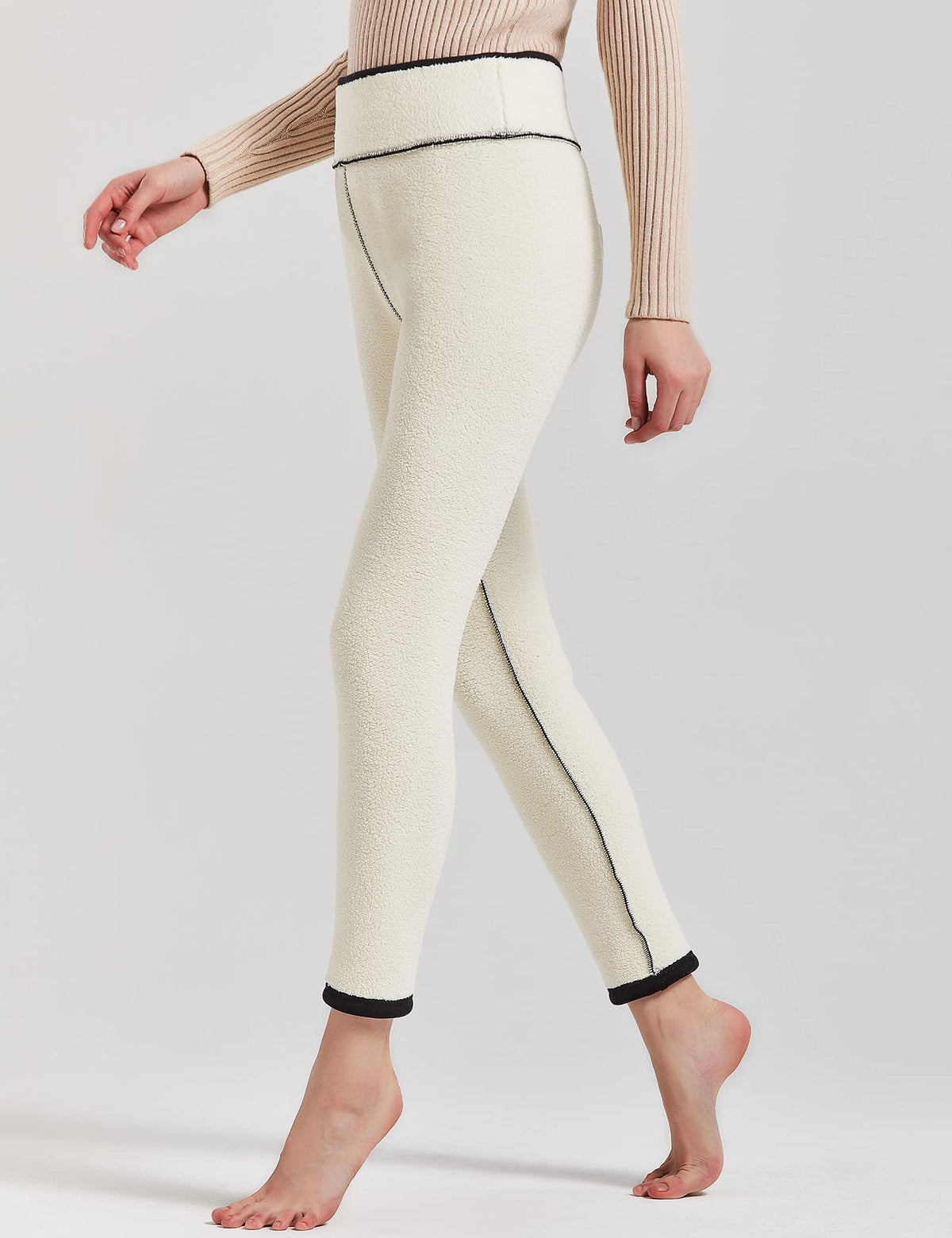 JK SUE JONES Fleece Lined Leggings Winter-Warm Thick Pants Women Dark Grey