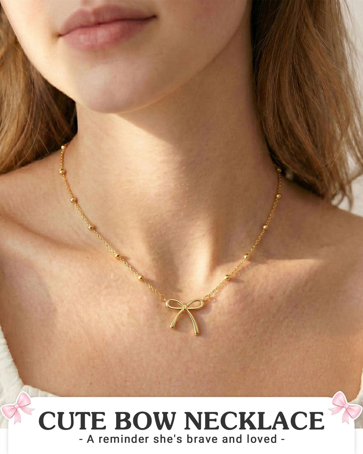 UNGENT THEM Bow Necklace Jewelry Tween Teen Girl Gifts Trendy Stuff Cute Girly Preppy Things 8 10 12 14 16 18 13 11 9 Year Old Birthday Teenage Girls Gift Ideas