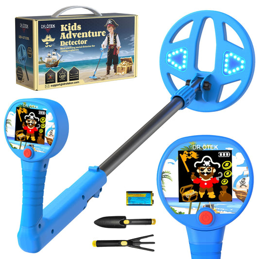 DR.��TEK Metal Detector for Kids - Innovative 2.4��� Color LCD Display, 6.7��� LED-Lit Coil, Adjustable & Lightweight Kids Metal Detector with Safe Rubber Grip, STEM Gifts for Boys & Girls