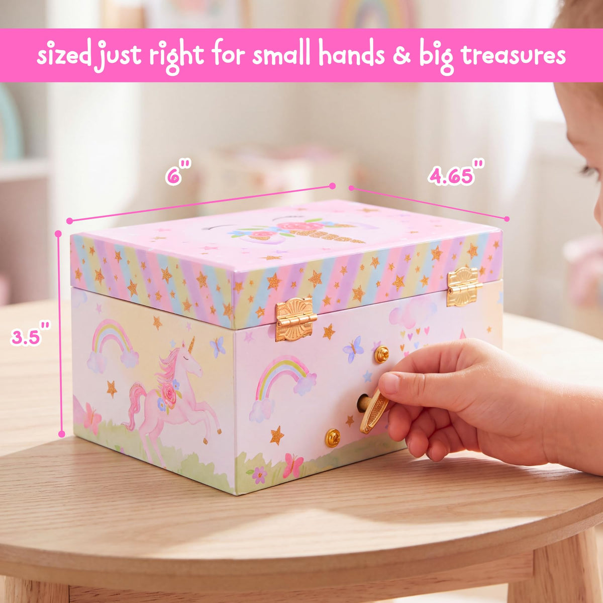 Jewelkeeper Musical Jewelry Box for Girls with Spinning Unicorn, Glitter Rainbow and Stars Design Music Box for Necklace, Earrings, and Accessories, Plays The Beautiful Dreamer Tune