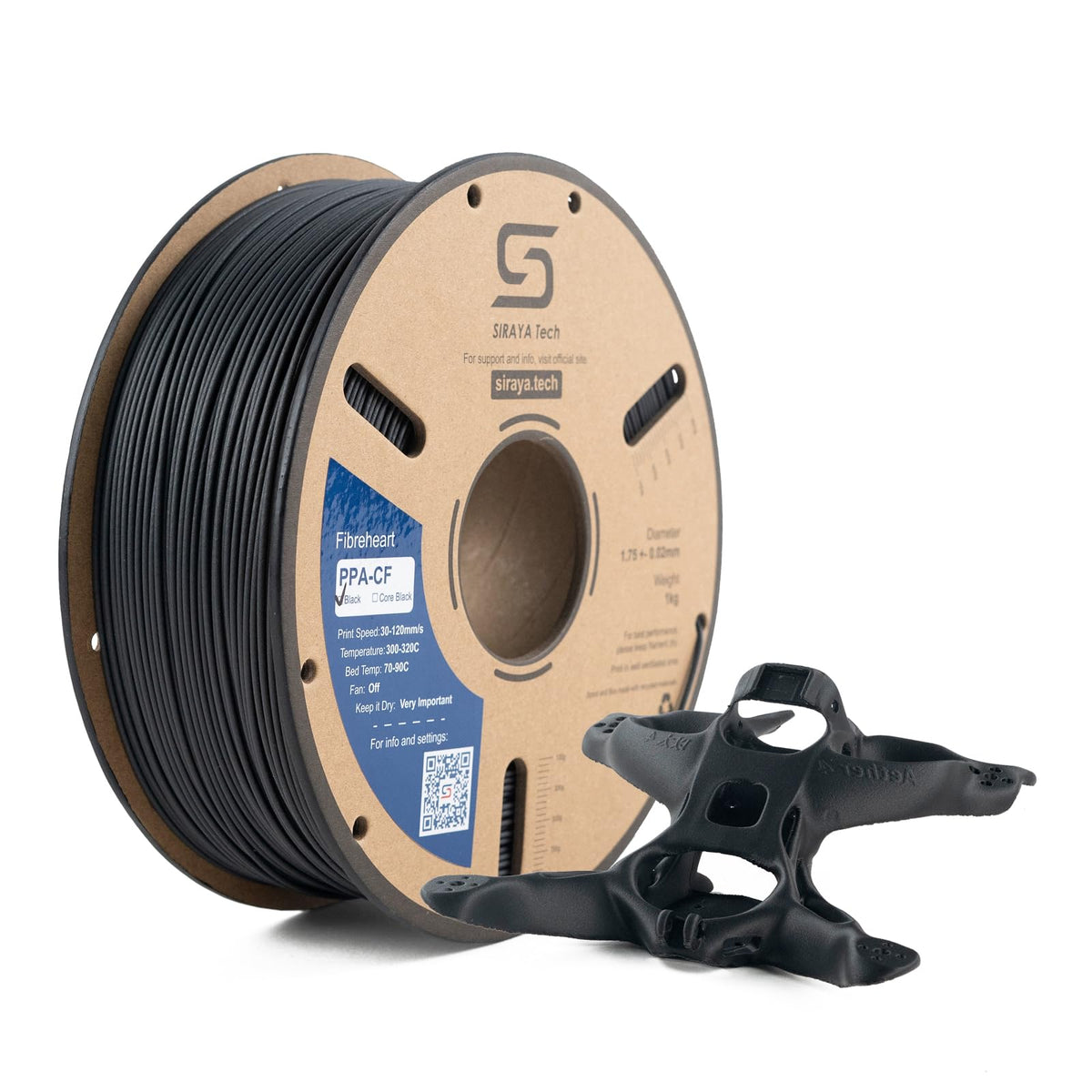 Siraya Tech Fibreheart PPA-CF 3D Printer Filament, High-Strength, Black 1kg