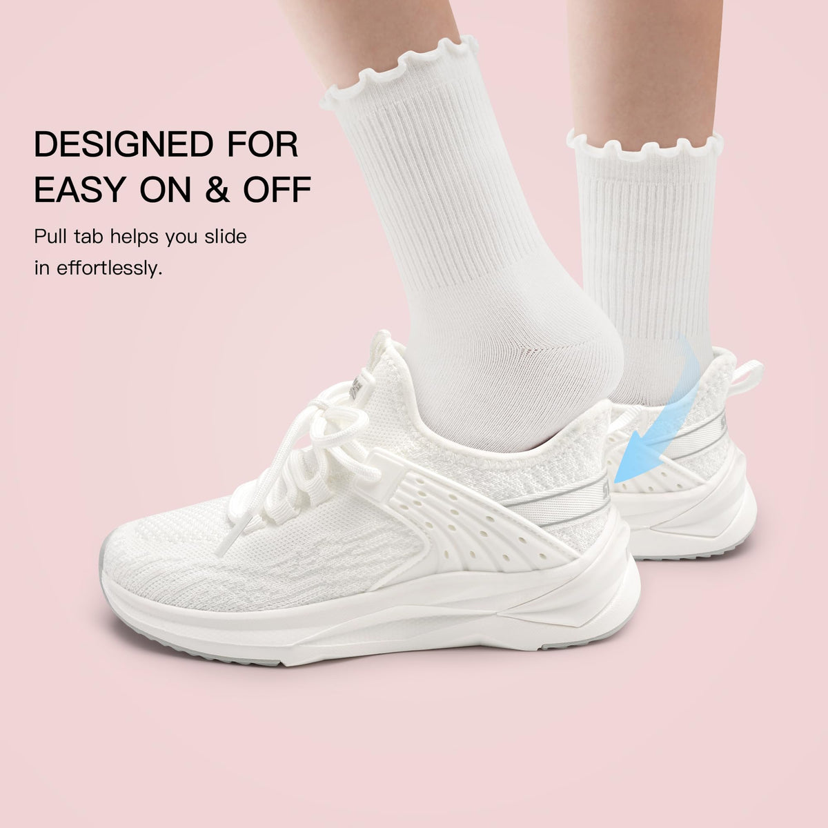 Stelle Girls Tennis Shoes Slip-on Kids Sneakers(White,2ML)