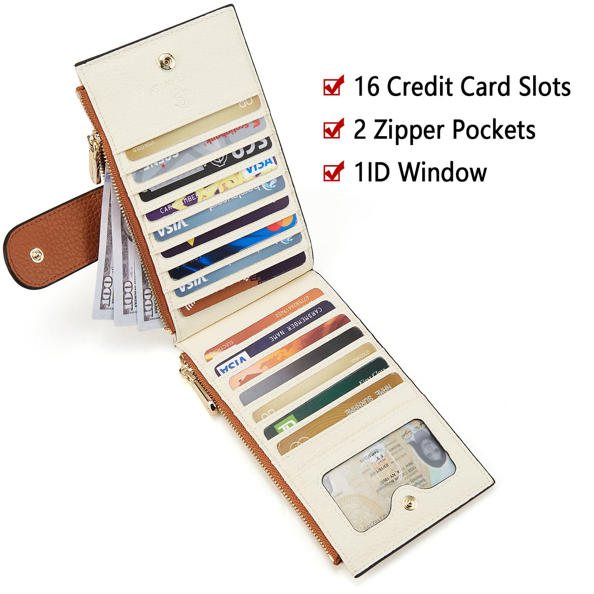 BOSTANTEN Leather Womens Wallet Large RFID Blocking Slim Card Holder