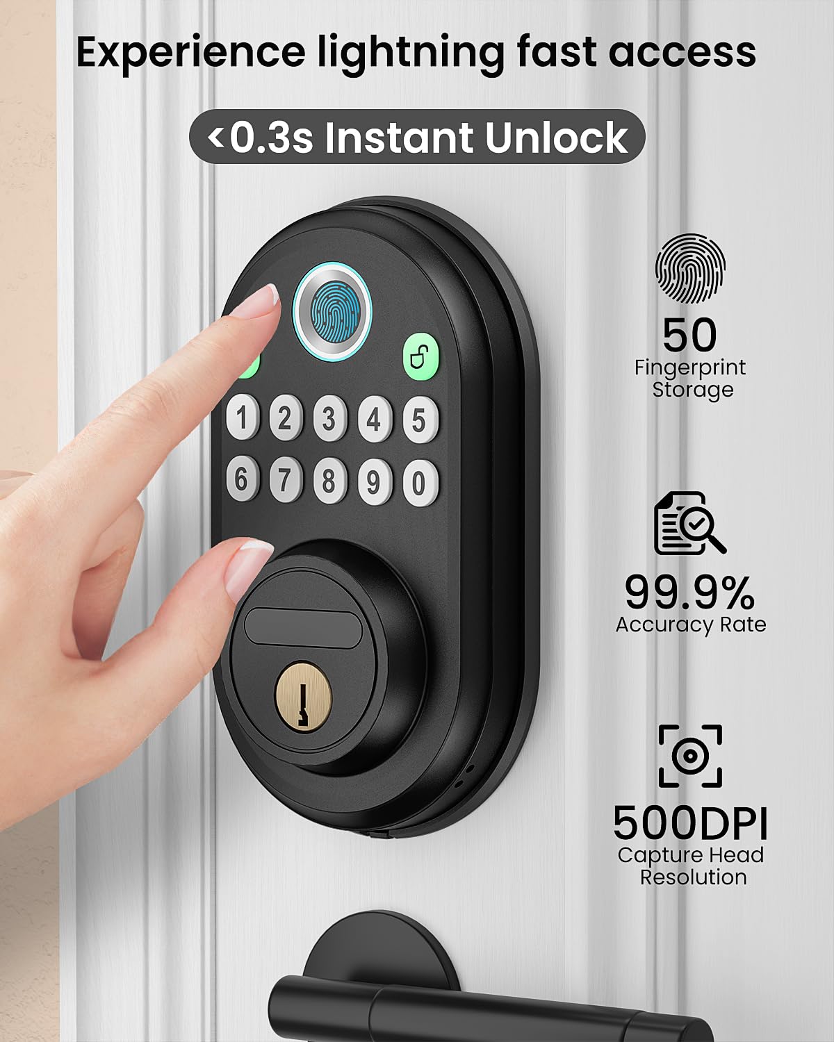 Fingerprint Door Lock for Front Door, Keyless Entry Smart Deadbolt Lock